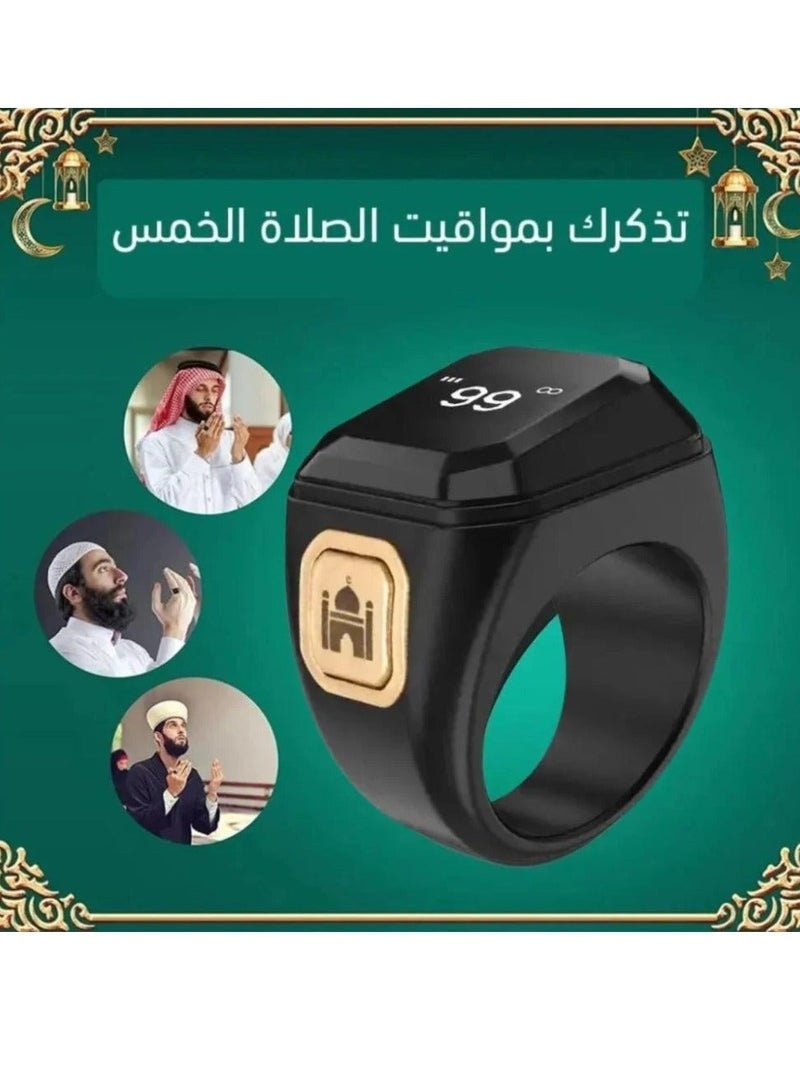 خاتم إلكتروني ذكي للتسبيح مصمم لتلبية احتياجات المسلمين للتذكير بالتسبيح وأوقات الصلاة. - Image 1